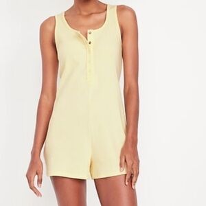 Sleeveless Yellow Henley Romper
